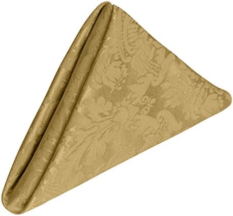 Ultimate Textile 17x17-Inch Square Damask Cloth Napkins, Gold, Set of 60 by UltimateTextile