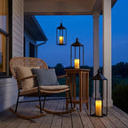Black Floor Lanterns for Outdoor Indoor, Tall Metal Candle Lantern Set of 3 - Image 4