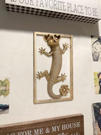 Newinhome Animal Heads Wall Decor (Includes Metal Frame) Resin Animals Sculptures Head Wall Hanging Decoration Gold vintage Wall Sculpture for Living Room Bedroom Office(Lizard) - Image 2