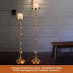 Maxdot Gold Metal Pillar Candle Holder 36" 29" Tall Decorative Taper Candle Stand Set of 2 Vintage Floor Candlestick Holde for Housewarming Wedding Christmas Halloween Living Room - Image 2