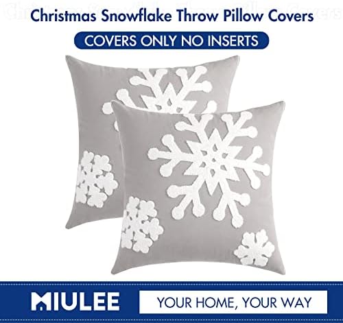 MIULEE Christmas Throw Pillow Covers Grey Decorative Snowflake 20x20 - Image 6