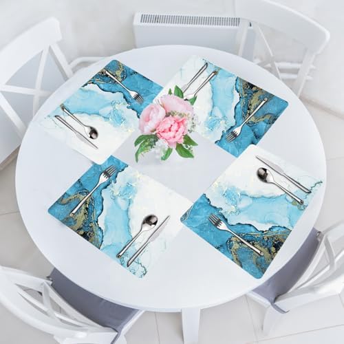 Marble Placemats Set of 4 - Faux Leather Heat Resistant Placemats for Dinner Table, Non-Slip Waterproof Oil-Proof Washable Reusable Placemat for Indoor Outdoor Kitchen Decor, 15.75In*11.81In - Image 7