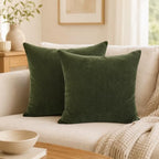 JoraLion Chenille Lumbar Pillow Covers 20x20 inch Moss Green by JoraLion