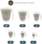 The HC Companies Eclipse Round Planter with Saucer - Outdoor & Indoor Plant Pot with Drainage Holes - Lightweight, UV-Resistant Plastic Pots for Plants, Flowers & Herbs (16" Cottage Stone, Pack of 1) - Image 4