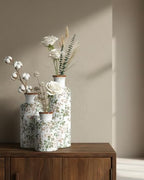 Brown and Green Ceramic Vase Set of 3, Vintage Botanical Vases for Decor - Image 4