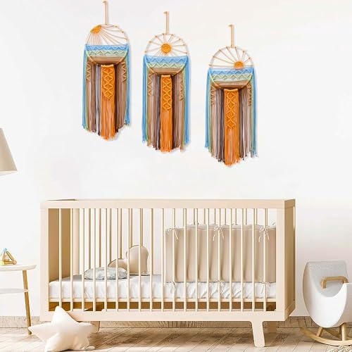 Artilady 3 Pack Macrame Wall Hanging Tapestry, Boho Sun Art Dream Catcher - Image 6
