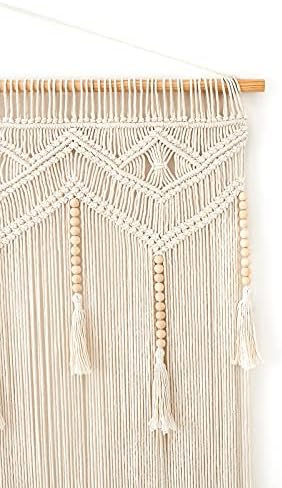 Mkono Macrame Wall Hanging Large Boho Decor Woven Wall Tapestry Chic Art Tassel Christmas Decoration for Backdrop over Bed Bedroom Nursery Dorm Classroom, Including Hanging Rod, 33''W x 42''H - Image 4