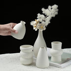 Set of 16 White Ceramic Bud Vases, Minimalist Boho Small Pampas Grass Flower Vase for Farmhouse Home Decor, Wedding Centerpiece, Shelf and Table Decoration - Image 3