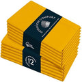 Mustard Yellow Cloth Napkins 18"x18" - Set of 12-100% Cotton, Absorbent, Reusable, Soft, Washable - Hemstitch Mitered Edges - Ideal for Dinner, Everyday, Baby Showers, Events by HEIRLOOMCOMFORT