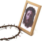 Framed Jesus Veil Image with Crown of Thorns & Veronica’s Veil - Christian Wall Decor for Home Prayer Room, Religious Easter Lent Gifts (Jesus Face) (Natural wood color) - Image 5