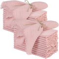 TURSTIN 24 Pieces Cotton Linen Cloth Napkin Handmade Cloth Napkin with Fringe 17 x 17 Inch Soft Cloth Dinner Wedding Napkin Square Rustic Fringe Table Napkin for Dinners, Parties, Weddings, Dusty Pink by TURSTIN