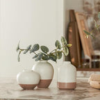 DN DECONATION Flower Vase Set of 3, Small Ceramic Vase Farmhouse Home Decor - Image 2