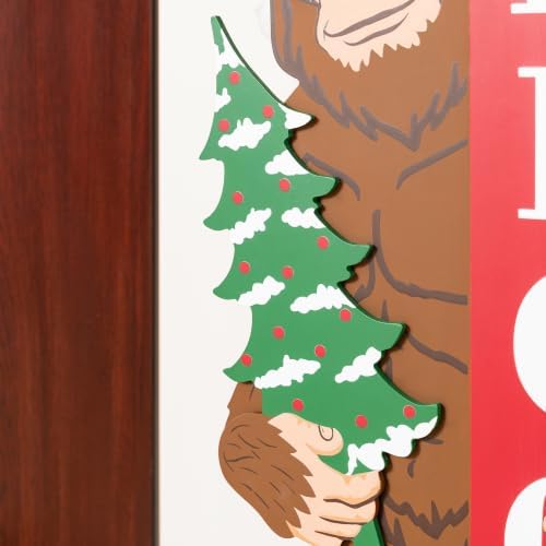 Glitzhome 36.5"H Christmas Wooden Big Foot Porch Sign,Standing Porch Decor with Santa Hat and Mini Tree, Merry Christmas Welcome Sign for Holiday Front Porch Outdoor Decorations - Image 6