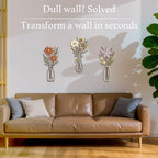3 Piece Metal Flower Wall Art for Bedroom Living Room Rustic Farmhouse Floral Wall Decor for Bathroom Dining Room Boho Home Decorations Modern Minimalism Walls Hanging Sculptures(Red Purple) - Image 5