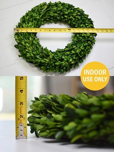 Preserved Boxwood Wreath 18 Inch – Real Greenery Spring Summer & Year-Round Indoor Décor, Farmhouse Wall & Mantel, Fade-Resistant - Image 7