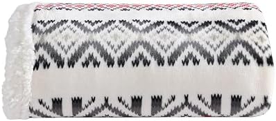 Eddie Bauer - Throw Blanket, Brushed Fleece & Plush Sherpa Soft Bedding, Blanket for Couch & Bed (Mountain Village Red, 50" x 60") by Unknown