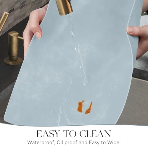 MOSAYT Vinyl Faux Leather Placemats, Set of 12, Light Grayish Blue - Image 4