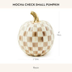 MACKENZIE-CHILDS Resin Pumpkin, Small, Brown-and-White Mocha Check - Image 4