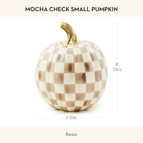 MACKENZIE-CHILDS Resin Pumpkin, Small, Brown-and-White Mocha Check - Image 4