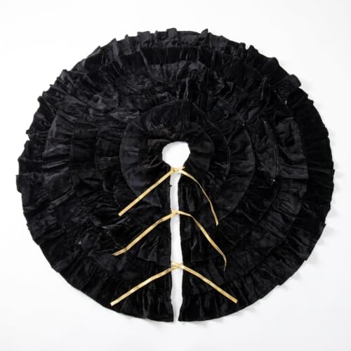 Velvet Christmas Tree Skirt, 48 Inches, 5-Tier Ruffle, Black by Vertintong