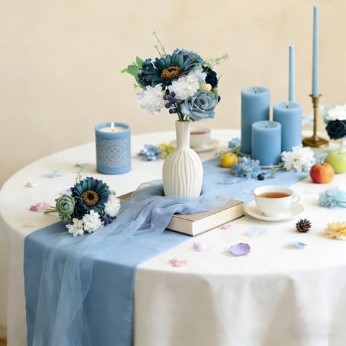 Idyllic Blue Artificial Flower Box, Wedding Table Centerpiece, Party Decoration Floral Arrangement in Box, Ready-to-Use Home Decor - Image 6