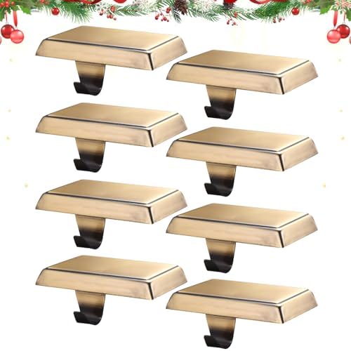 Christmas Stocking Holders for Mantle, Weighted Stocking Hangers, Christmas Stocking Hooks for Tables Window Fireplace Mantle Decoration(Bronze,8PCS) by popamaz