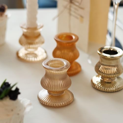 WDHODEC Gold Candlestick Holders 12PCS Glass Taper Candle Holders for Table Centerpiece Colorful Candle Sticks for Wedding, Party and Festival Decoration - Image 3