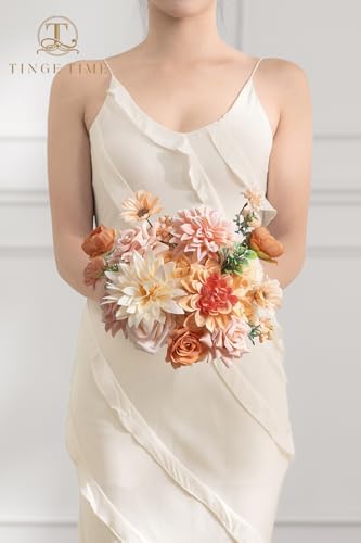 TINGE TIME Artificial Wedding Flower Combo, Rose Peony Blush Champagne - Image 4