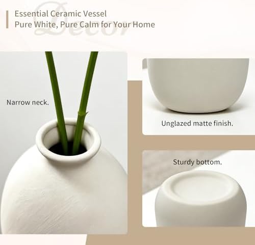 NUPTIO Small White Ceramic Vase: 15 Pcs Assorted Vases - Image 5