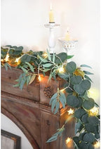 FiveSeasonStuff Eucalyptus and Willow Garlands with 80 LED Star String Lights, 2 Artificial Greenery Vines, Battery-Powered Fairy Lights for Mantels and Wall Displays - Image 5