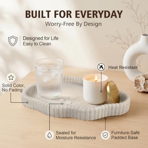 Coffee Table Tray for Home Decor,11" Cloud Sandstone Decorative Tray for Coffee Table Decor,Modern Organizer for Living Room&Kitchen Counter(Model B) - Image 3