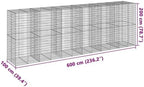 vidaXL Gabion Basket with Cover 236.2"x39.4"x78.7" Galvanized Iron - Image 3
