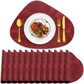 ADRIMER Placemats, Heat Resistant Round Placemats Set of 12 Washable 13 x 17 Inch, Waterproof Table Mats Wipeable for Kitchen, Dining Room Table Christmas Decor, Wine Red by Adrimersdreamistobeanindispensablecompanioninyourlife
