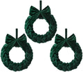 Soaoo 3 Christmas Velvet Wreaths 14" Christmas Wreaths for Front Door Velvet Ornament with Bow for Party Table Fireplaces Porch Walls New Year Home Decor(Green) by Soaoo