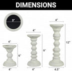 Mela Artisans Willow Mango Wood Candle Holders - Cool Grey, Set of 3 - Image 2