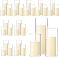 Shihanee 180 Pcs Pillar Candles & Glass Cylinder Holders Set,Ivory White by Shihanee
