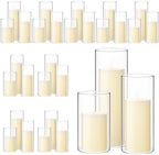 Shihanee 180 Pcs Pillar Candles & Glass Cylinder Holders Set,Ivory White by Shihanee