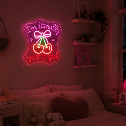 I'm Literally Just A Girl Neon Sign Pink Cherry Bow Led Neon Light - Image 7