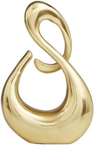 Deco 79 Aluminum Metal Abstract Decorative Sculpture Swirl Home Decor Statue, Accent Figurine 7" x 3" x 12", Gold - Image 3