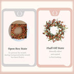 15 Inches 4 Pcs Fall Wreaths for Front Door Artificial Autumn Wreath with Forsythia Flowers Greenery Leaves Orange Berries for Outside Indoor Wall Window Festival Thanksgiving Fall Harvest Decor - Image 4