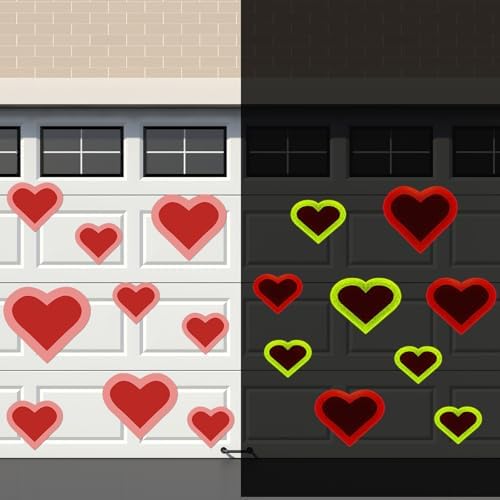 Fuutreo 26 Pcs Valentine's Day Garage Door Magnets 12/8/6/4 Inch Glow in the Dark Red Heart Garage Door Decorations Refrigerator Magnetic Car Stickers for Valentine's Day Wedding Party Supplies by Fuutreo