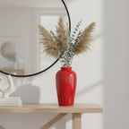 Red Ceramic Vase for Home Decor - 11 Inch Tall Modern Decorative Vase for Centerpieces, Boho Flower Vase for Pampas Grass, Christmas, Living Room, Kitchen, Fireplace, Entryway, Shelf Decor - Image 4