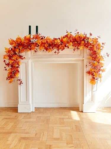 Thanksgiving Decorations - Fall Decor - Fall Garland - 9FT Autumn Maples Leaf Garland for Hanging for Halloween Thanksgiving Decor Home Wedding Fireplace Party Christmas - Image 4