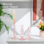 Glasseam Pink Glass Candlestick Holder: Unique Taper for Table Centerpiece - Image 4