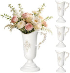 Vintage Pitcher Vases, 4Pcs Metal Flower White Vase with Handle - Image 2