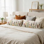 AVOIN colorlife Spring Summer Floral Daisy Embroidered Throw Pillow Covers, 14 x 36 Inch Beige Colorful Flowers Decor Tufted Patterned Linen Cushion Case for Sofa Couch Set of 2 - Image 4