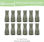 Glasseam Glass Bud Vases for Centerpieces: Clear Flower Vase Set of 12 Modern Small Vases for Flowers Minimalist Cute Decorative Vases for Decor Wedding Table Dining Room Decoration Green - Image 6
