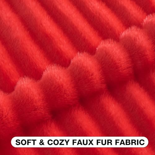 FUTEI Pack of 2 Faux Mink Fur Throw Pillow Covers 24x24 Inch, Red - Image 2