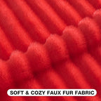 FUTEI Pack of 2 Faux Mink Fur Throw Pillow Covers 18x18 Inch, Red - Image 2