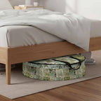 Leaves Round Storage Bag 24 Inch, Vintage Stitching Clothes Storage Container with Handles Heavy Duty Organizer for Comforter, Bedding & Holiday Wreaths - Image 6